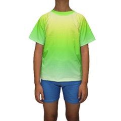 Lemon Yellow And Lime Green Gradient Ombre Color Kids  Short Sleeve Swimwear by SpinnyChairDesigns