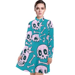 Skull Long Sleeve Chiffon Shirt Dress by Sobalvarro