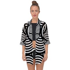 Abstract Black And White Shell Pattern Open Front Chiffon Kimono by SpinnyChairDesigns