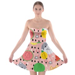 Cats And Fruits  Strapless Bra Top Dress by Sobalvarro