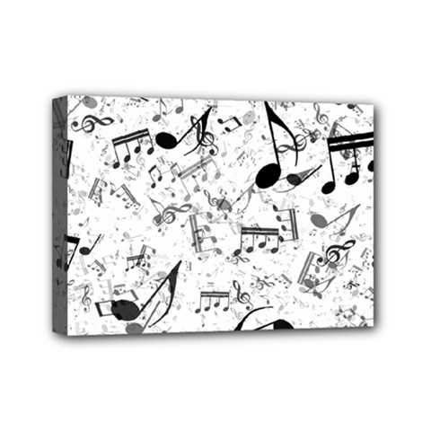 Black And White Music Notes Mini Canvas 7  X 5  (stretched) by SpinnyChairDesigns