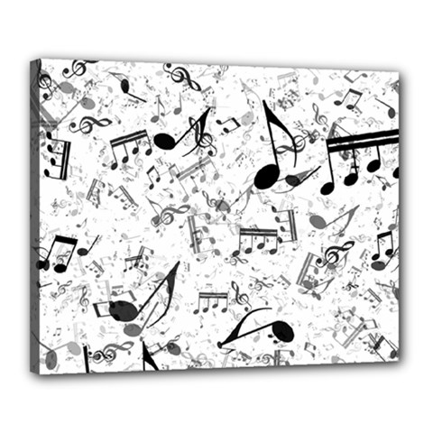 Black And White Music Notes Canvas 20  X 16  (stretched) by SpinnyChairDesigns