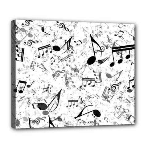 Black And White Music Notes Deluxe Canvas 24  X 20  (stretched) by SpinnyChairDesigns