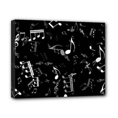 Black And White Music Notes Canvas 10  X 8  (stretched) by SpinnyChairDesigns