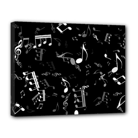 Black And White Music Notes Canvas 14  X 11  (stretched) by SpinnyChairDesigns