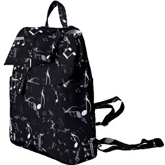 Black And White Music Notes Buckle Everyday Backpack by SpinnyChairDesigns