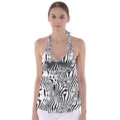 Zebra Print Stripes Babydoll Tankini Top by SpinnyChairDesigns