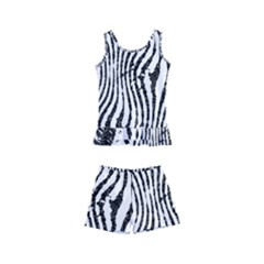 Zebra Print Stripes Kids  Boyleg Swimsuit by SpinnyChairDesigns