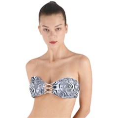 Zebra Print Stripes Twist Bandeau Bikini Top by SpinnyChairDesigns