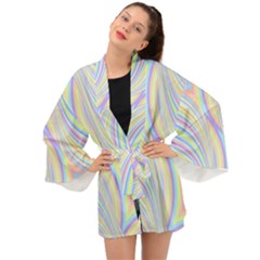 Pastel Color Stripes  Long Sleeve Kimono by SpinnyChairDesigns