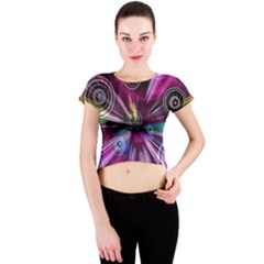 Fractal Circles Abstract Crew Neck Crop Top by HermanTelo