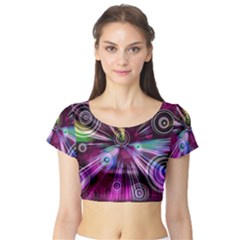 Fractal Circles Abstract Short Sleeve Crop Top by HermanTelo