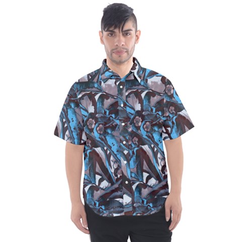 Marginata Flowers  Men s Short Sleeve Shirt by DinkovaArt