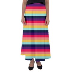 Contrast Rainbow Stripes Flared Maxi Skirt by tmsartbazaar