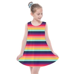 Contrast Rainbow Stripes Kids  Summer Dress by tmsartbazaar