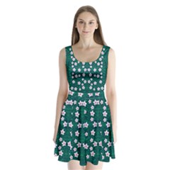 Porcelain Flowers  On Leaves Split Back Mini Dress  by pepitasart