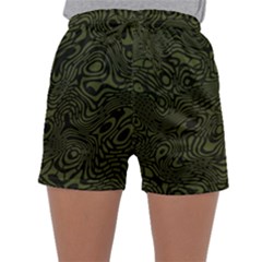 Army Green And Black Stripe Camo Sleepwear Shorts by SpinnyChairDesigns