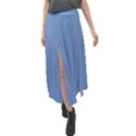 Faded Blue Color Velour Split Maxi Skirt View1