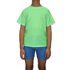 Mint Green Color Kids  Short Sleeve Swimwear by SpinnyChairDesigns