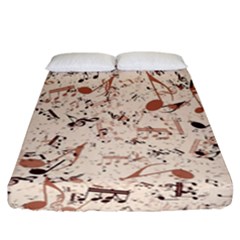 Music Notes Pattern Cinnamon Color Fitted Sheet (california King Size) by SpinnyChairDesigns