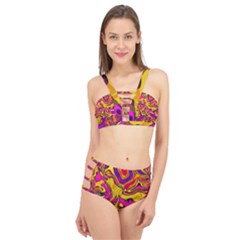 Colorful Boho Swirls Pattern Cage Up Bikini Set by SpinnyChairDesigns