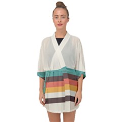 Classic Retro Stripes Half Sleeve Chiffon Kimono by tmsartbazaar