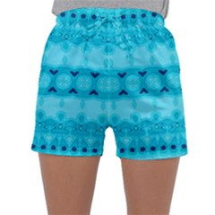 Boho Aqua Blue Sleepwear Shorts by SpinnyChairDesigns