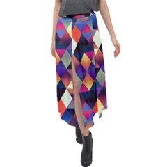 Colorful Geometric  Velour Split Maxi Skirt by SpinnyChairDesigns