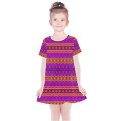 Boho Magenta And Gold Kids  Simple Cotton Dress by SpinnyChairDesigns