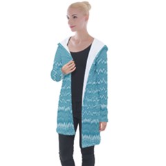 Boho Teal Stripes Longline Hooded Cardigan by SpinnyChairDesigns