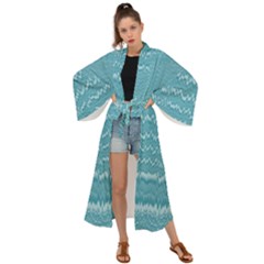 Boho Teal Stripes Maxi Kimono by SpinnyChairDesigns