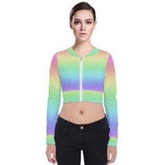 Pastel Rainbow Ombre Long Sleeve Zip Up Bomber Jacket by SpinnyChairDesigns