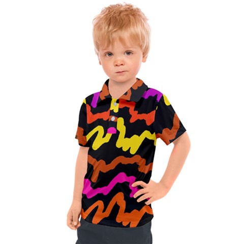 Multicolored Scribble Abstract Pattern Kids  Polo Tee by dflcprintsclothing