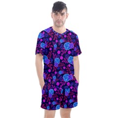 Backgroung Rose Purple Wallpaper Men s Mesh Tee And Shorts Set