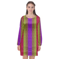 Colors Of A Rainbow Long Sleeve Chiffon Shift Dress  by pepitasart