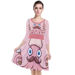 Squid Chef Cartoon Quarter Sleeve Waist Band Dress by sifis