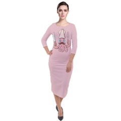 Squid Chef Cartoon Quarter Sleeve Midi Velour Bodycon Dress by sifis