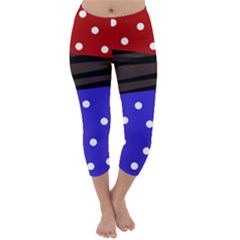 Mixed-lines-dots Black-bg Capri Winter Leggings  by Casemiro