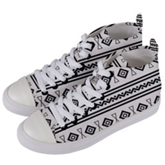 Black And White Aztec Women s Mid-top Canvas Sneakers by tmsartbazaar