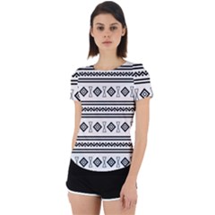Black And White Aztec Back Cut Out Sport Tee by tmsartbazaar