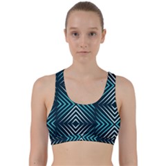Blue Motif Design Back Weave Sports Bra by tmsartbazaar