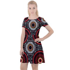 Tribal Aztec Mandala Art Cap Sleeve Velour Dress  by tmsartbazaar