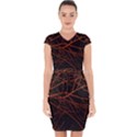 Dark Forest Scene Print Capsleeve Drawstring Dress  View1