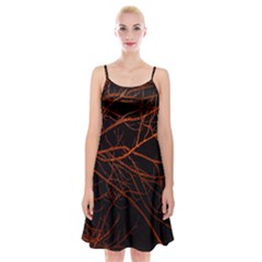 Dark Forest Scene Print Spaghetti Strap Velvet Dress by dflcprintsclothing