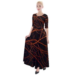 Dark Forest Scene Print Half Sleeves Maxi Dress by dflcprintsclothing