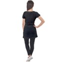 Black Crocodile Skin Puff Sleeve Tunic Top View2