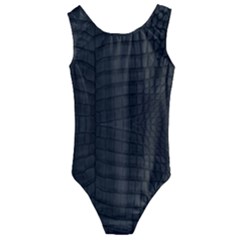 Black Crocodile Skin Kids  Cut-out Back One Piece Swimsuit by LoolyElzayat