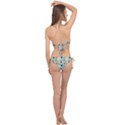 Flower White Blue Pattern Floral Cross Front Halter Bikini Set View2