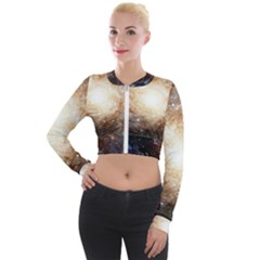 Galaxy Space Long Sleeve Cropped Velvet Jacket by Sabelacarlos