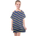 Yellow Blue Stripped Fish Kids  One Piece Chiffon Dress View1